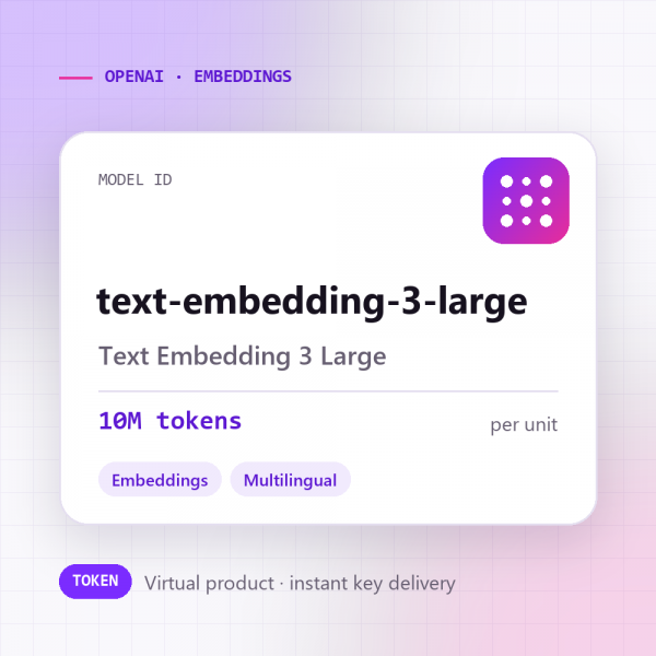 Text Embedding 3 Large · 10M tokens