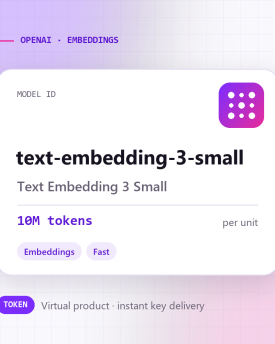 Text Embedding 3 Small · 10M tokens